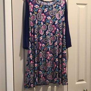 3xl navy/paisely design tunic dress w pockets